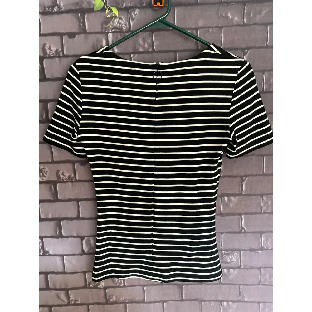 Akris Punto Black and White Short Sleeved Knit Top XS - Picture 2 of 6